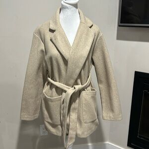 Zara Neutral Wool Coat, size s